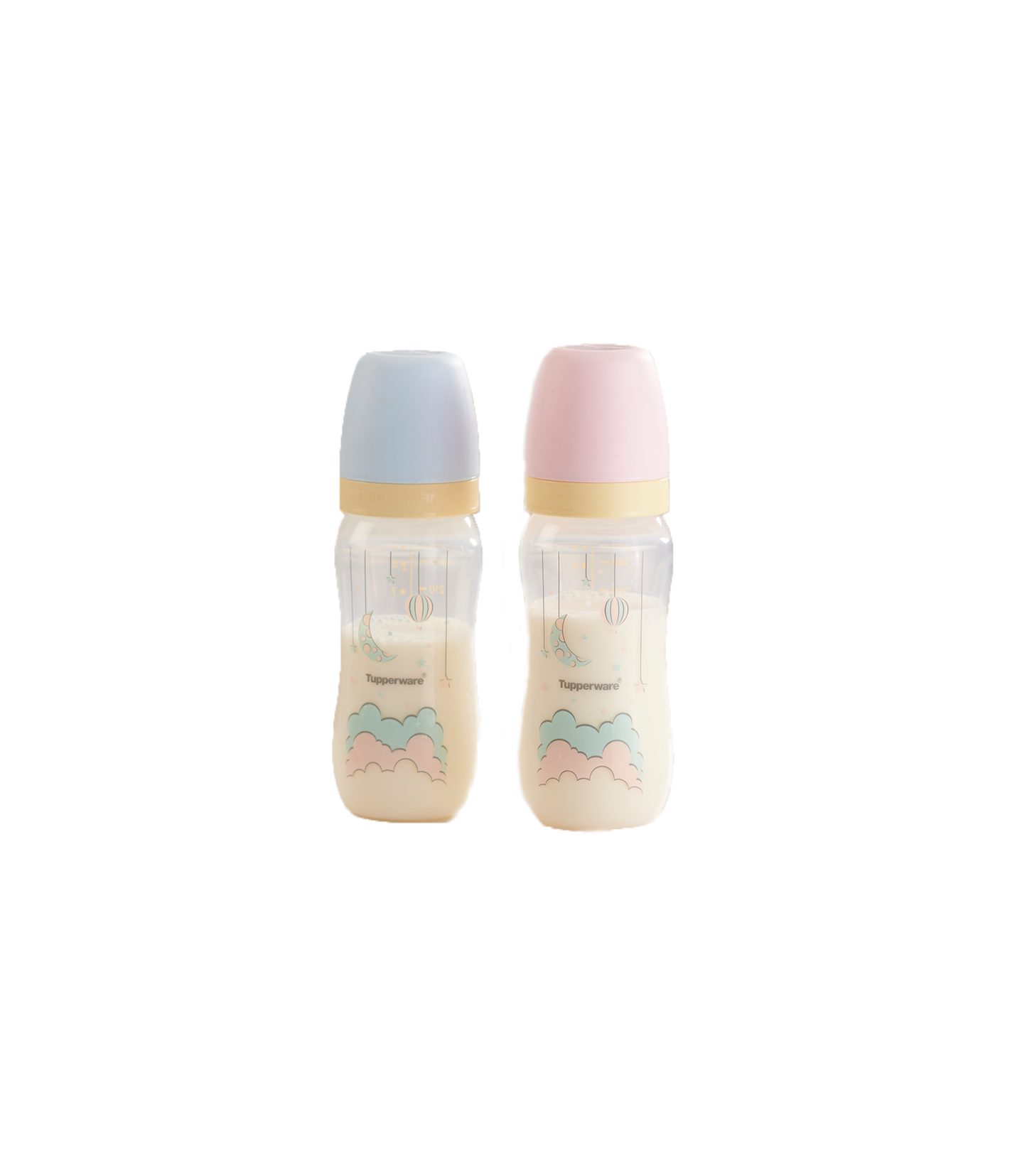 TuppAfrica Tupperware baby bottle with 270ml capacity, clear plastic with a silicone nipple and measurement markings.