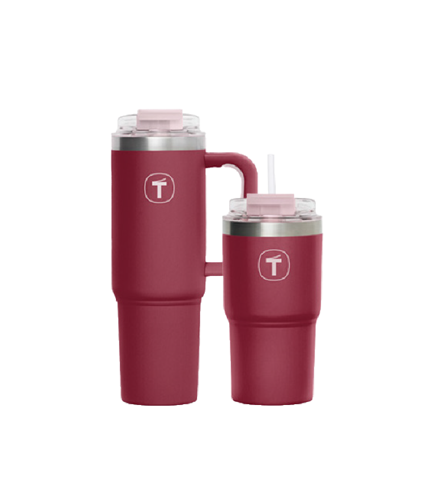TuppAfrica Big T water bottles in 1.1L and 660ml sizes, clear plastic bottles with black screw caps, side view