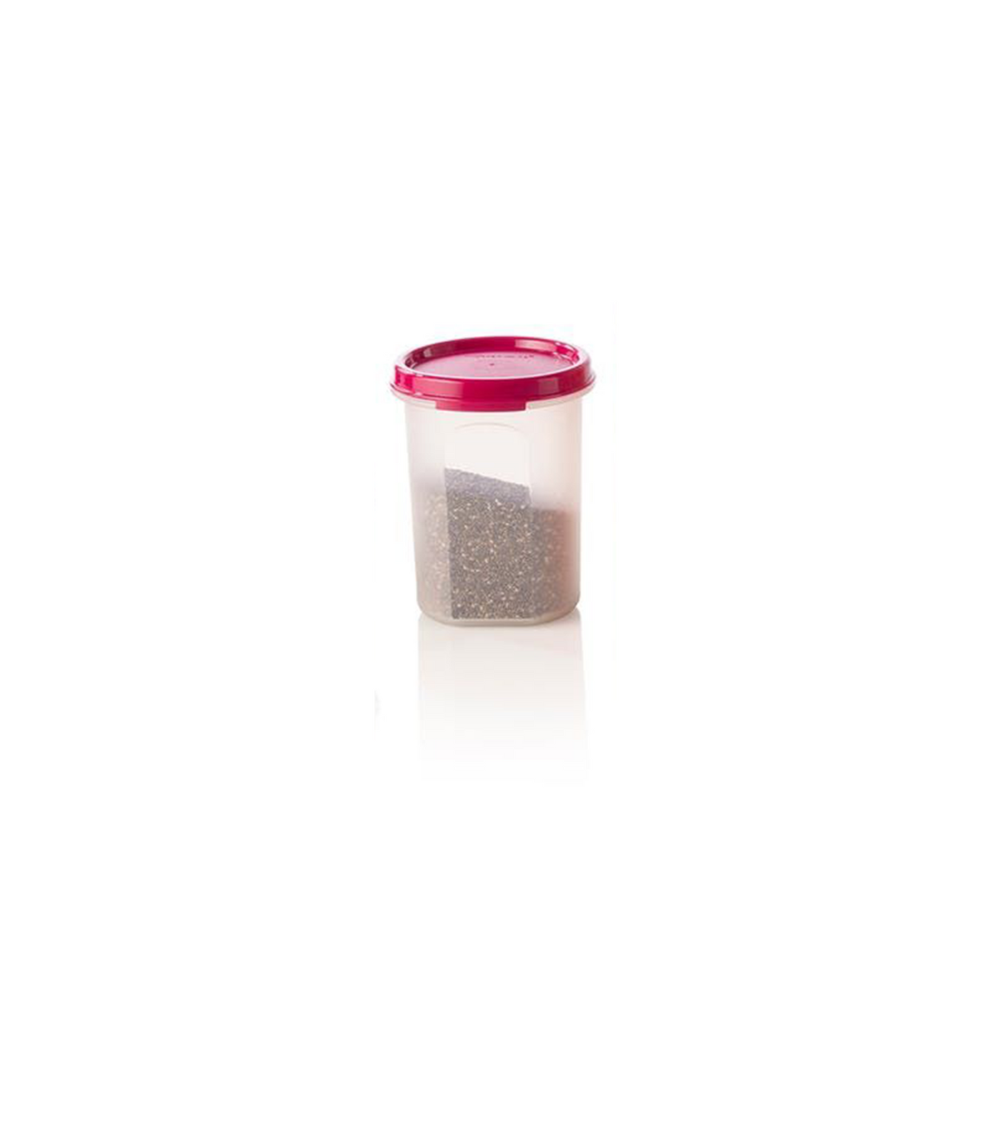 TuppAfrica Space Saver Round 2 container set with two 440ml storage jars, featuring compact, space-saving design and clear lids.