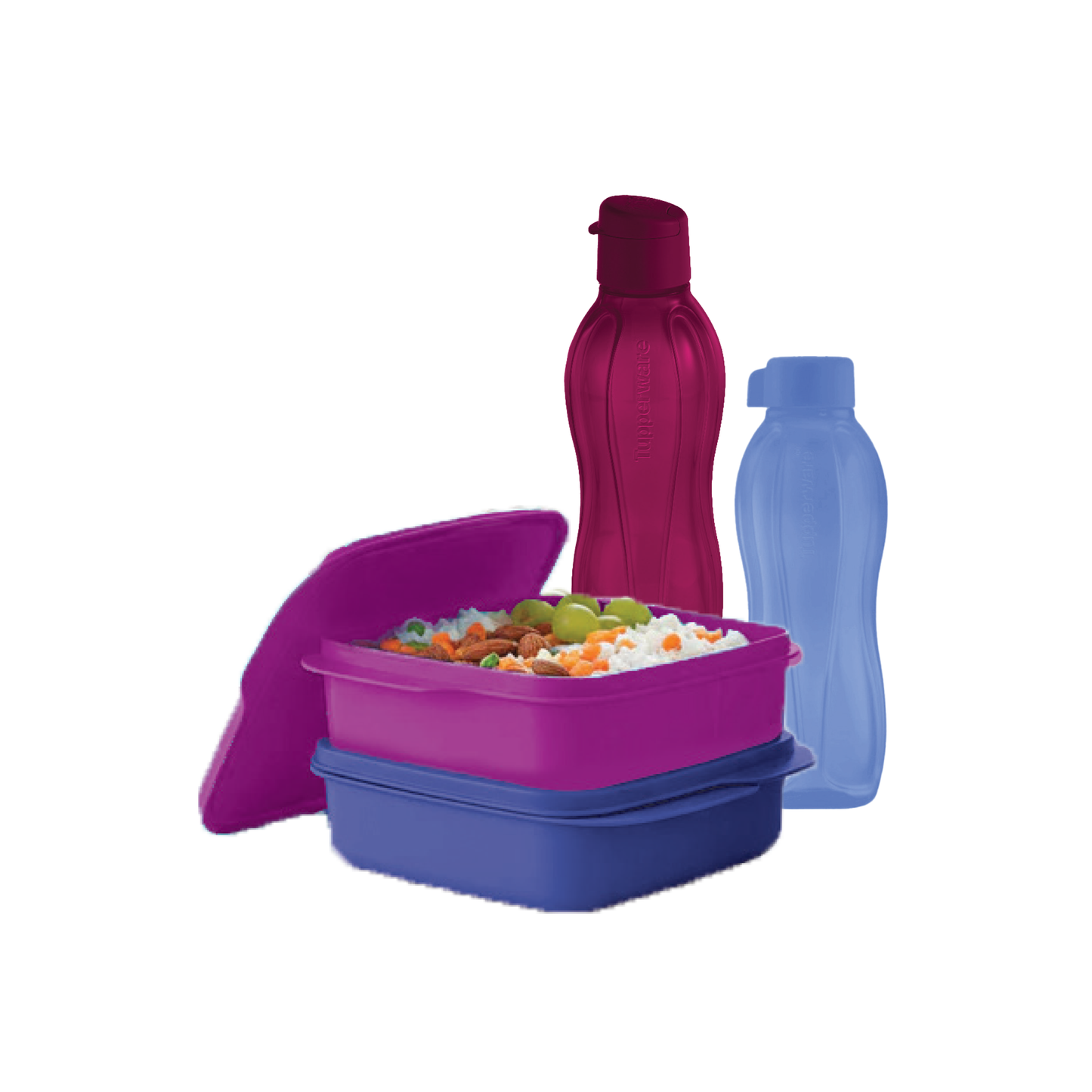 2x Divided Lunchbox and 2x Eco Bottles (1L and 500ml)