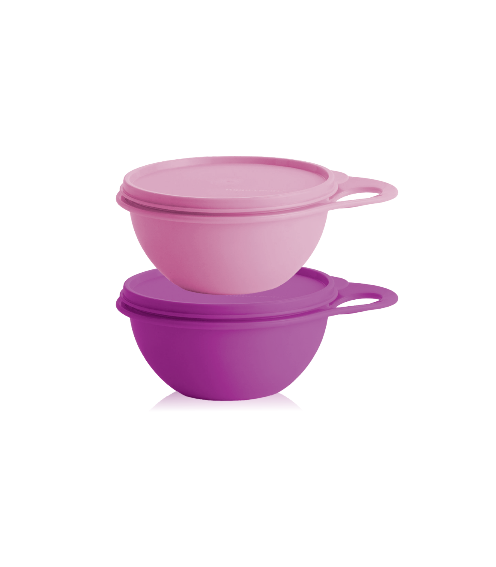 Two TuppAfrica That's A Bowl 600ml plastic bowls stacked, with a clear lid, ideal for food storage and serving.