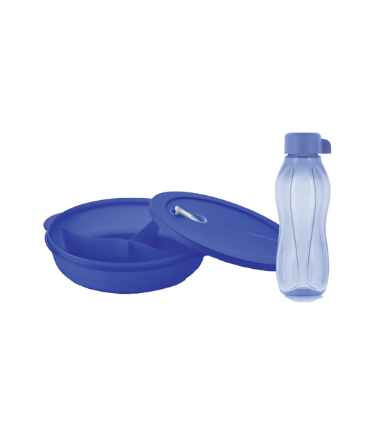 TuppAfrica Crystalwave Gen II Divided 825ml and Eco bottle 500ml, reusable plastic bottles with secure lids and colorful designs.