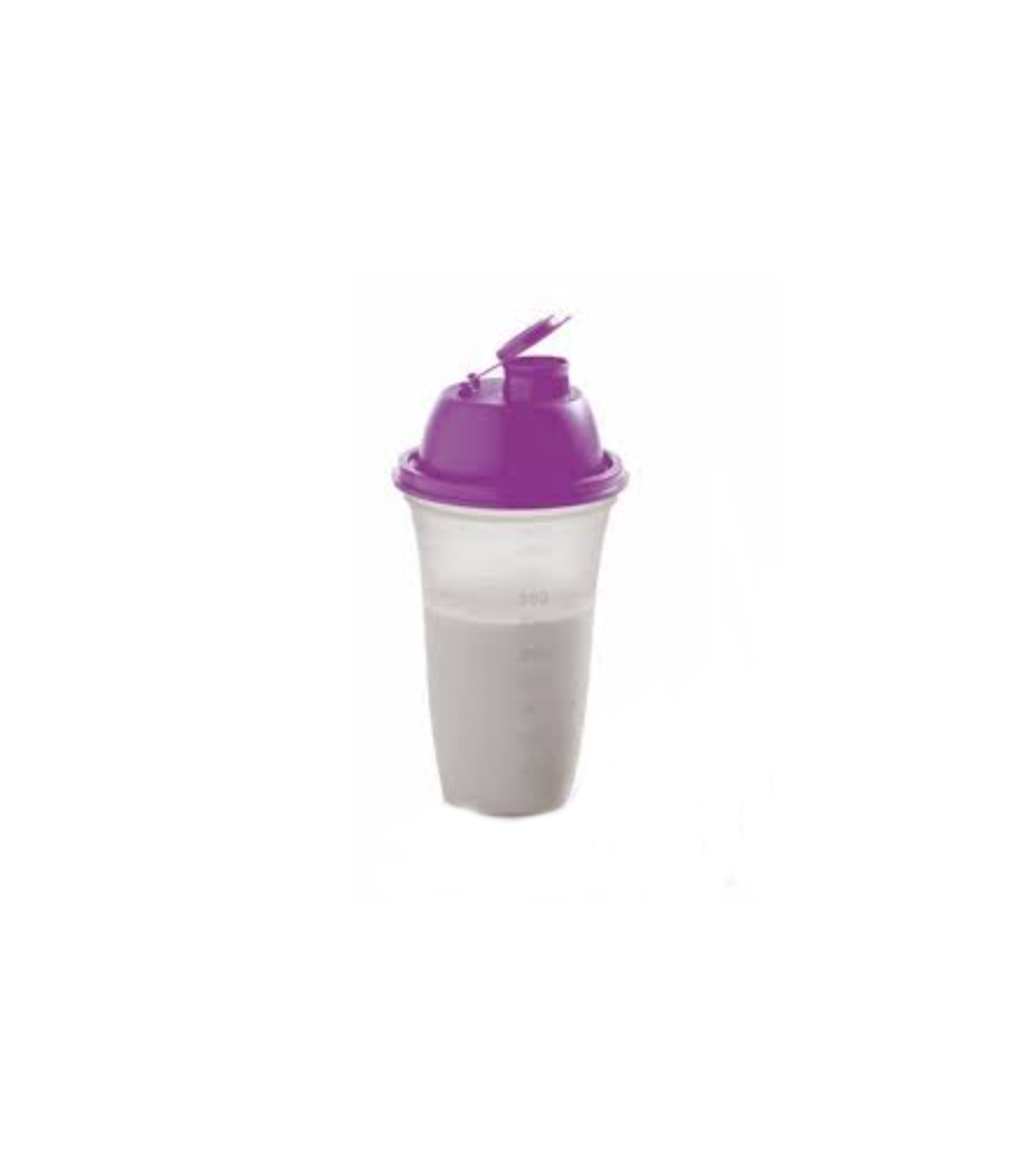 TuppAfrica Quick Shake 500ml, portable shaker bottle with a screw-on lid and mixing ball, used for protein shakes and smoothies.